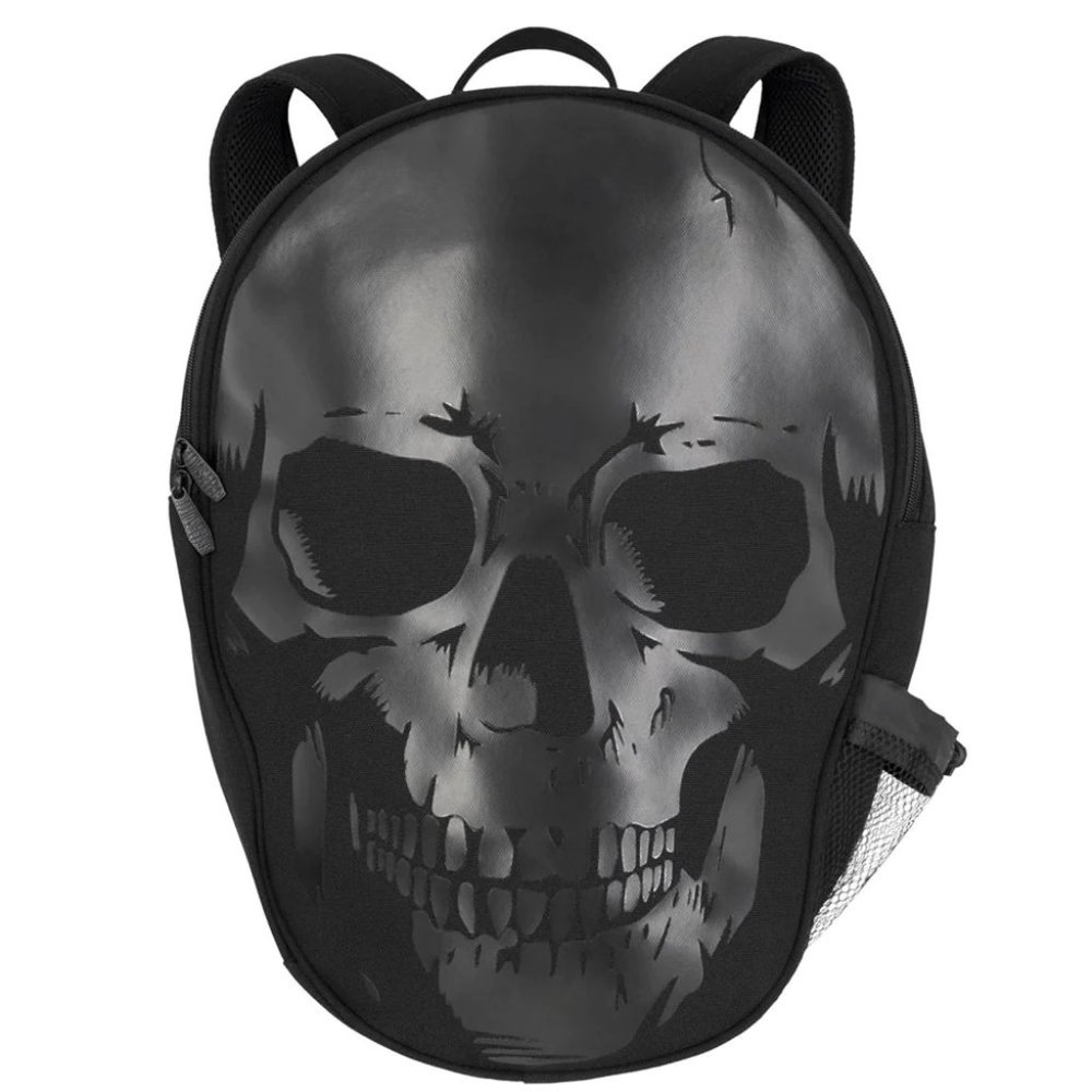 Black Big Skull Backpack Padded Straps 18" X 13" NWT